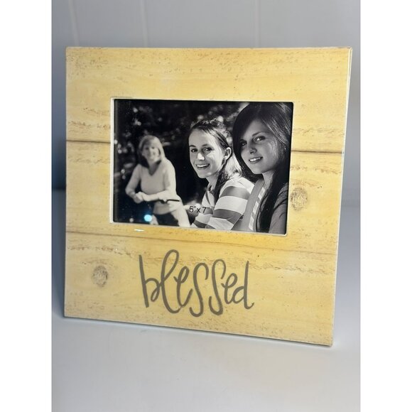 "Blessed" Square Picture Frame – Beige, Holds 5" x 7" Photo - Picture 2 of 8